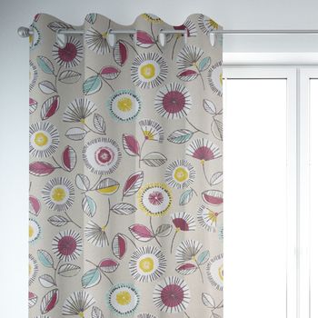 SCHÖNER LEBEN. Vorhang Sundance Blumen beige ocker beere aqua 245cm