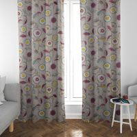 SCHÖNER LEBEN. Vorhang Sundance Blumen beige ocker beere aqua 245cm