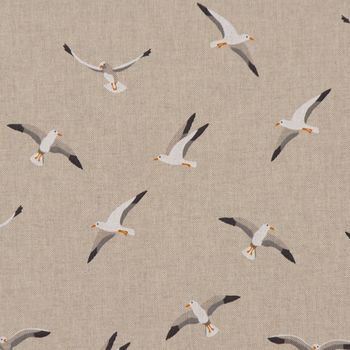 Dekostoff Halbpanama Leinenlook Möwen natur 1.40m Breite