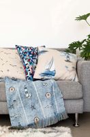 Dekostoff Halbpanama Leinenlook Möwen natur 1.40m Breite