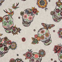 64302-Kunstleder-Lederimitat-Totenkoepfe-Di-de-Muertos-creme-1-4m-Breite-KW6-93517Capture0009.jpg Kunstleder Lederimitat Totenköpfe geschmückt Blumen creme 1.4m
