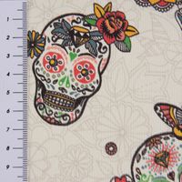 64302-Kunstleder-Lederimitat-Totenkoepfe-Di-de-Muertos-creme-1-4m-Breite-KW6-93518Capture0010.jpg Kunstleder Lederimitat Totenköpfe geschmückt Blumen creme 1.4m