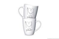 La Vida Porzellan Tasse Mit Liebe gekocht Herz Besteck weiß schwarz 8x10cm