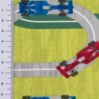 Baumwolljersey Jersey Auto Straße grün meliert bunt 1.65m Breite