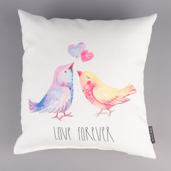 Magma Deko Kissen Vogelpaar Love forever weiß bunt 40x40cm