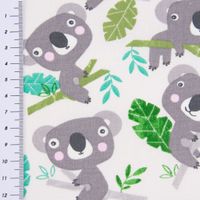 Dekostoff Baumwollstoff Koala Eukalyptus weiß grau grün 1.60m Breite