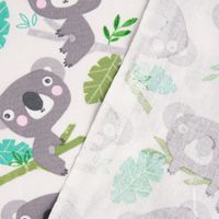Dekostoff Baumwollstoff Koala Eukalyptus weiß grau grün 1.60m Breite