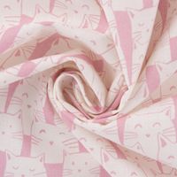 Baumwollstoff Katzen creme rosa 1.4m Breite
