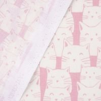 Baumwollstoff Katzen creme rosa 1.4m Breite