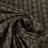 Baumwollstoff Trachten Ornament Ranken oliv grün weiß 1.50m Breite