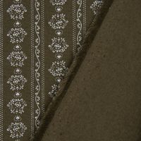 Baumwollstoff Trachten Ornament Ranken oliv grün weiß 1.50m Breite