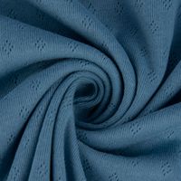 Feinstrick Jersey Baumwolle Pointoille Lochmuster uni blau 1.4m Breite