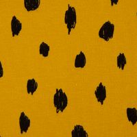 Bio-Sweatstoff Soft Sweat Kreise Tupfen grafisch ockergelb schwarz 1.5