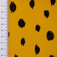 Bio-Sweatstoff Soft Sweat Kreise Tupfen grafisch ockergelb schwarz 1.5