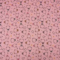 Feinstrick Jersey Baumwolle Pointoille Bär Hase Vogel rosa bunt 1.4m