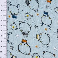 Feinstrick Jersey Baumwolle Pointoille Bär Hase Vogel blau bunt 1.4m