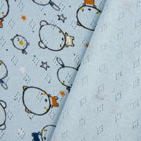 Feinstrick Jersey Baumwolle Pointoille Bär Hase Vogel blau bunt 1.4m