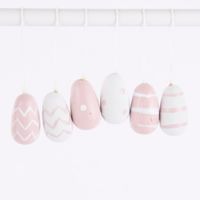Rico Design Dekohänger Osterei Holz 6 Stück weiß rosa