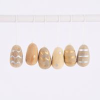 Rico Design Dekohänger Osterei Holz 6 Stück natur gold silber
