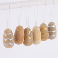 Rico Design Dekohänger Osterei Holz 6 Stück natur gold silber