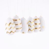 Rico Design Dekohänger Osterei Holz 6 Stück weiß gold