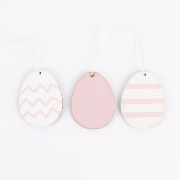 Rico Design Dekohänger Osterei Holz 3 Stück weiß rosa
