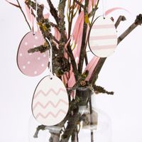 Rico Design Dekohänger Osterei Holz 3 Stück weiß rosa