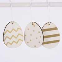 Rico Design Dekohänger Osterei Holz 3 Stück weiß gold