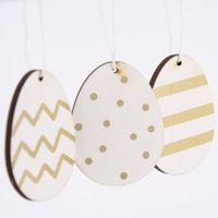 Rico Design Dekohänger Osterei Holz 3 Stück weiß gold