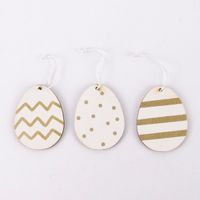Rico Design Dekohänger Osterei Holz 3 Stück weiß gold