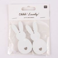 Rico Design Dekohänger Osterhase Holz 2 Stück weiß