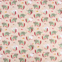 Baumwollstoff SUNDARA Elefant Nashorn Vogel hellbraun bunt 1.5m Breite