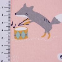 Baumwollstoff WATREE Fuchs Maus Vogel Ast rosa bunt 1.5m Breite