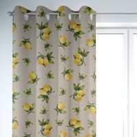 SCHÖNER LEBEN. Vorhang Halbpanama Zitronen natur grün gelb 245cm