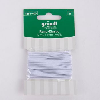 Rund-Elastikband Rund-Gummiband Schnurgummi 1mm weiß 5m