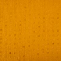 Double Gauze Musselin Lochstickerei Blumen uni ocker 1.35m Breite