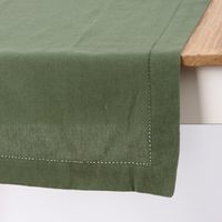 Linen & More Tischläufer Indi einfarbig army grün 50x140cm