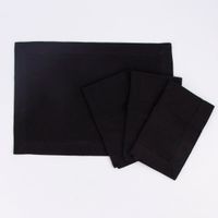 Linen & More Platzset 4er Set Indi einfarbig schwarz 50x35cm