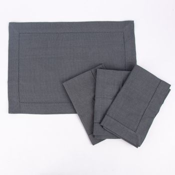 Linen & More Platzset 4er Set Indi einfarbig grau 50x35cm