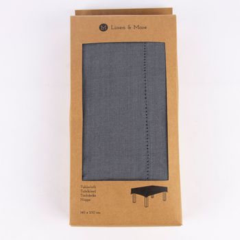 Linen & More Tischdecke Indi einfarbig grau 140x250cm