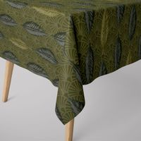 Dekostoff Premium Doubleface Art Déco Blätter Fächer grün creme 1.4