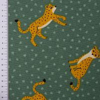 SCHÖNER LEBEN. Tischläufer Ottoman Leopard Punkte grün gelb 40x160cm