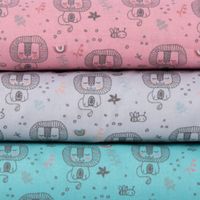 Baumwollstoff Löwe Biene Blumen türkis grau rosa 1.5m Breite