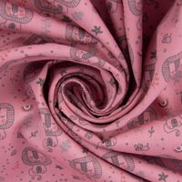 Baumwollstoff Löwe Biene Blumen altrosa grau 1.5m Breite