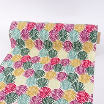 Outdoorstoff Dralon Tischläufer Palmenblätter weiß bunt 0.43m