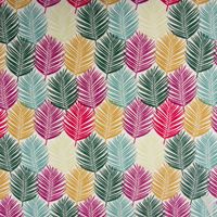 Outdoorstoff Dralon Tischläufer Palmenblätter weiß bunt 0.43m