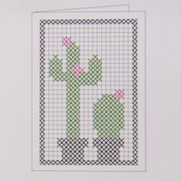 Creativ Company Doppelkarte zum Besticken 2fach sortiert 6 Stück 10.5x15cm mit Umschlag