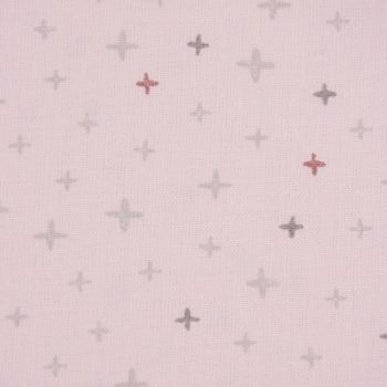 Baumwollstoff Kreuze Sterne rosa grau altrosa 1.40m Breite