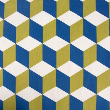 Dekostoff Baumwolle Cube Vierecke Würfel 3D weiß grün blau 1.38m
