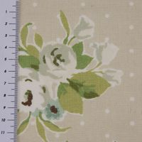 Dekostoff Baumwollstoff Rosen Punkte beige grün weiß 1.38m Breite
